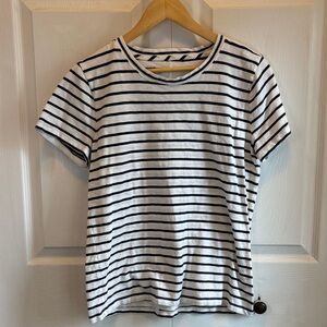 J. Crew White Tee with Navy Stripes